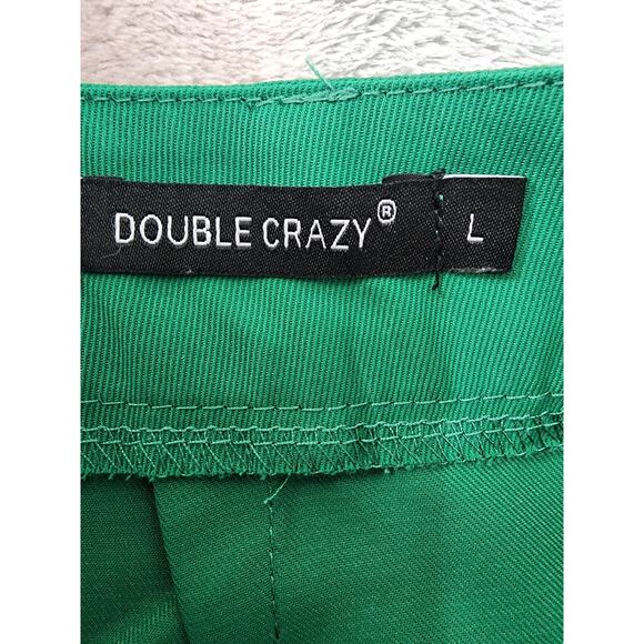 Double Crazy High Rise Wide Leg Pants Size L Green Back Zip Office Career Dressy - Picture 3 of 10